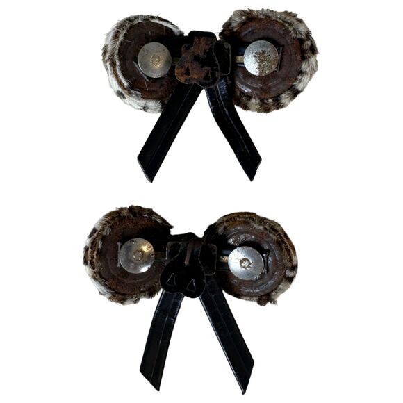 Mink Vintage Animal Print Fur Shoe Clip Charms Set of 2 - Picture 2 of 2